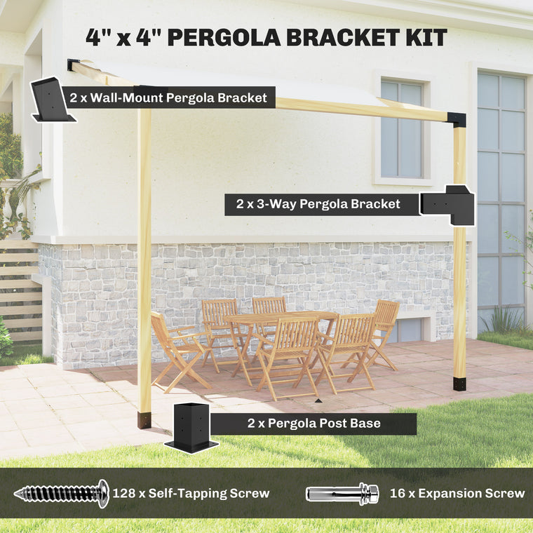 Slanted Pergola Bracket Kit with 3-Way Brackets
