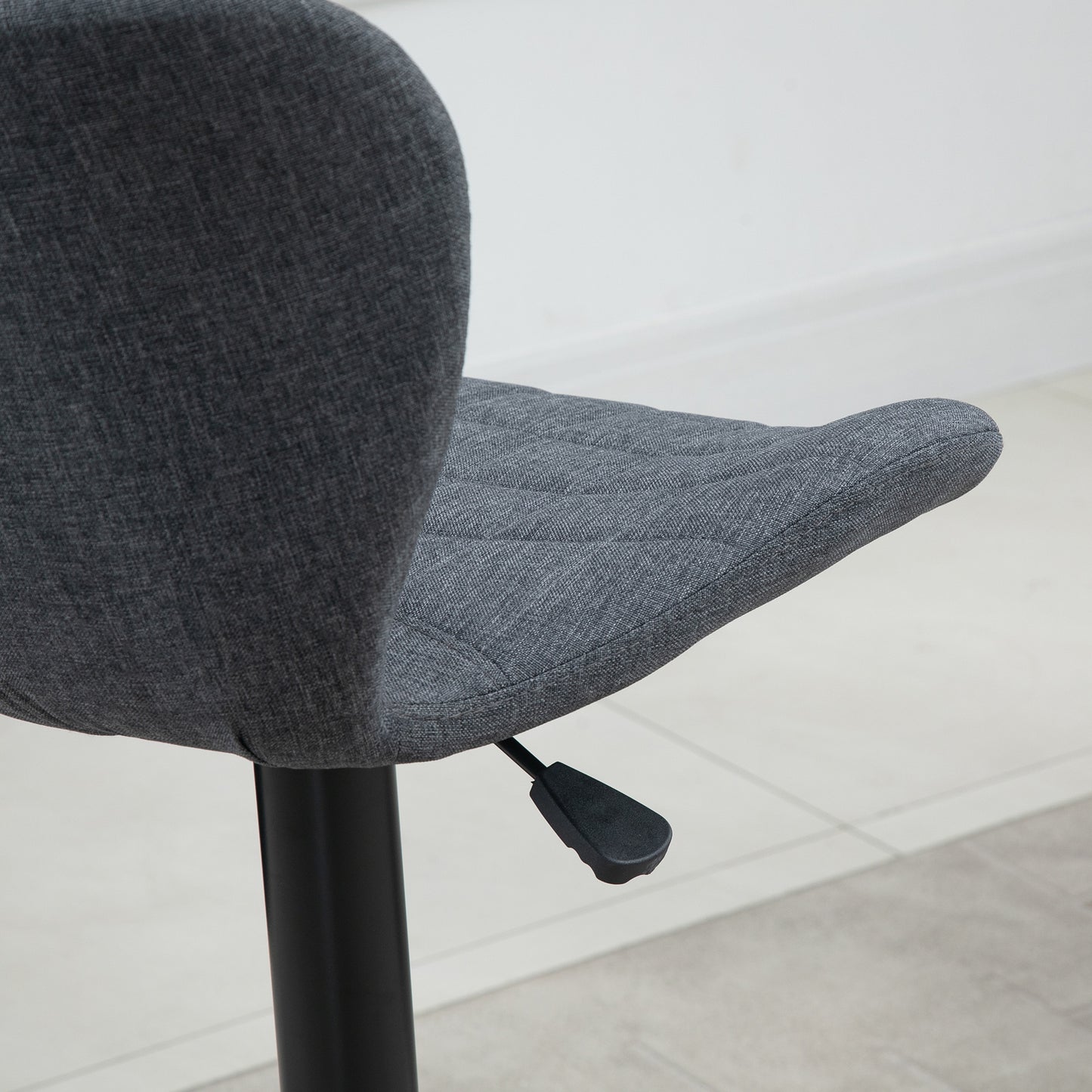 Bar Stools Set of 2, Adjustable Height Swivel Bar Chairs, Linen-feel Fabric Upholstered Kitchen Counter Stools with Wide Seat, Back and Footrest, Grey