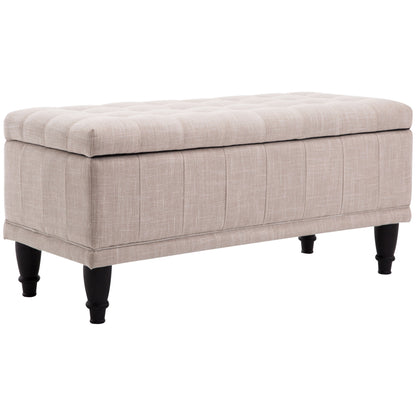 42" Tufted Storage Bench with Soft-Close Lid - Beige