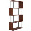 5-Tier S-Shaped Geometric Bookcase - Walnut