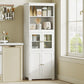 63" Small Buffet with Hutch, 4-Door Kitchen Pantry, Freestanding Storage Cabinet with Adjustable Shelf for Dining Room, Living Room, White