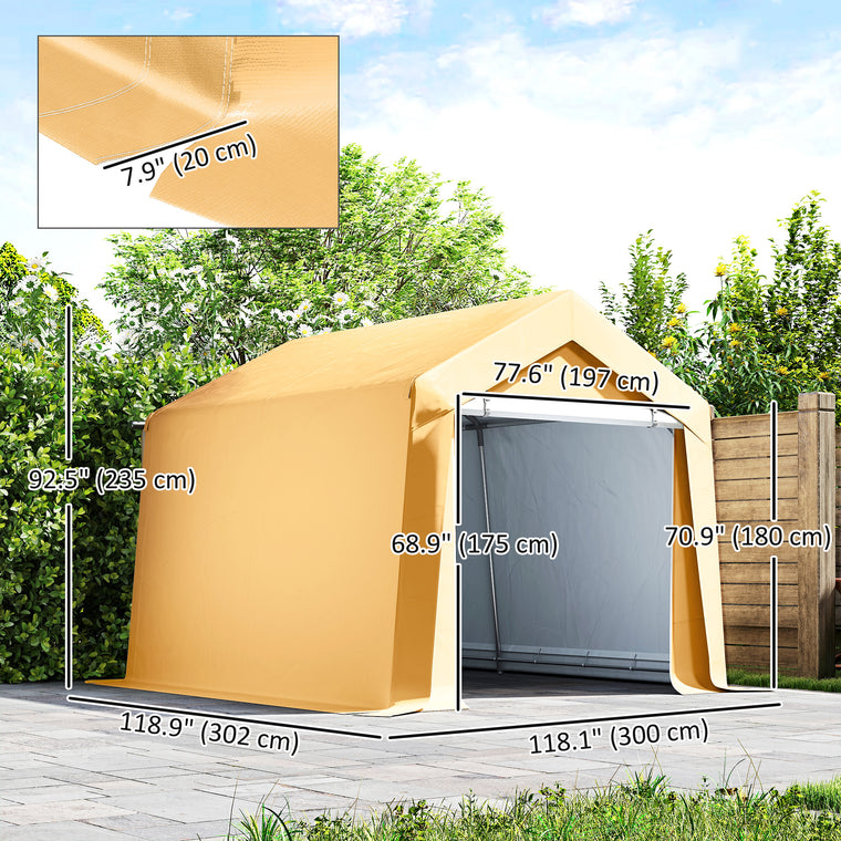 Outdoor Storage Shed Portable Garage with Roll-Up Door