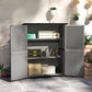 Outdoor Storage Cabinet, Wood Garden Shed with Steel Frame, Asphalt Roof, 2 Shelves and Lockable Doors, Grey