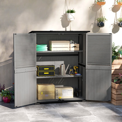 Wood Storage Cabinet with Steel Frame and Lockable Doors
