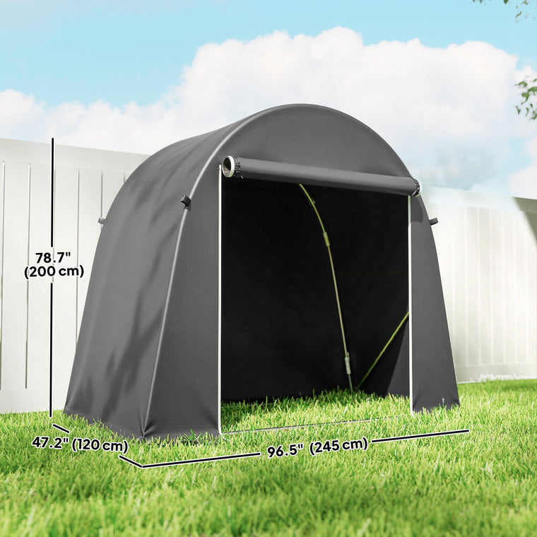 8' x 4' Galvanized Bike Storage Shed with Roll-Up Door