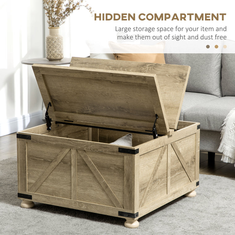 Square Coffee Table with Flip-Top Storage