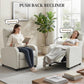 Fabric Recliner Chair Manual Home Theater Seating Single Reclining Sofa Chair with Padded Seat, Cream White