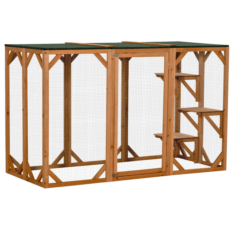 71" Orange Catio Outdoor Cat Enclosure with Multi-Level Platforms