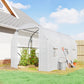 11.5x6.6x6.6ft Walk-in Tunnel Greenhouse Portable Garden Plant Growing Warm House with Door and Ventilation Window, White