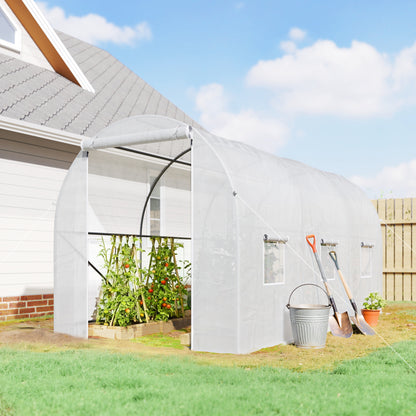 11.5' x 6.6' x 6.6' White Tunnel Greenhouse with Vent Window