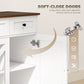 Sideboard Buffet Cabinet, 54" Farmhouse Kitchen Storage Cabinet with Acrylic Barn Doors and 3 Drawers, White Wood Grain