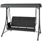 3 Person Outdoor Porch Swing Chair with Adjustable Canopy, Black