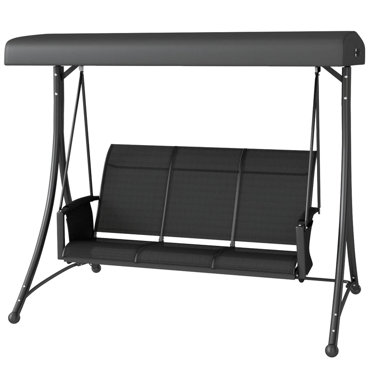 3-Person Porch Swing Chair with Adjustable Canopy