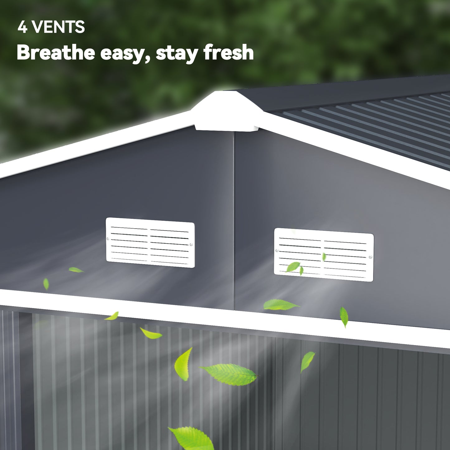 11' x 9' Metal Storage Shed Garden Tool House with Double Sliding Doors, 4 Air Vents for Backyard, Patio, Lawn Dark Grey