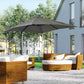 8' x 8' Square Patio Hanging Offset Umbrella with 360° Rotation, Aluminum Outdoor Cantilever Parasol with Crank & Tilt, Sun Canopy Shelter with Cross Base, Grey