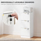 Lockable Filing Cabinet with 3 Fluted Drawers, File Cabinet with Adjustable Hanging Rails for A4 Letter Files, White
