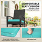 Outdoor Rocking Chair, Patio Wicker Chair Removable Cushion, High Back and Armrests for Porch Balcony, Turquoise
