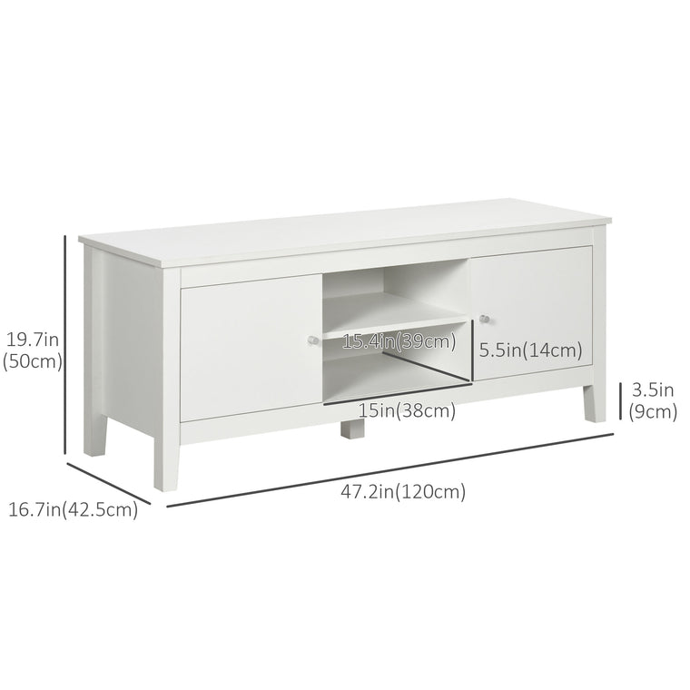 47.2" TV Stand with Storage Cupboards - White