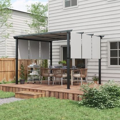 Metal Pergola, Outdoor Pergola with Retractable Canopy, for Garden, Patio, Backyard, Deck - 10' x 12'