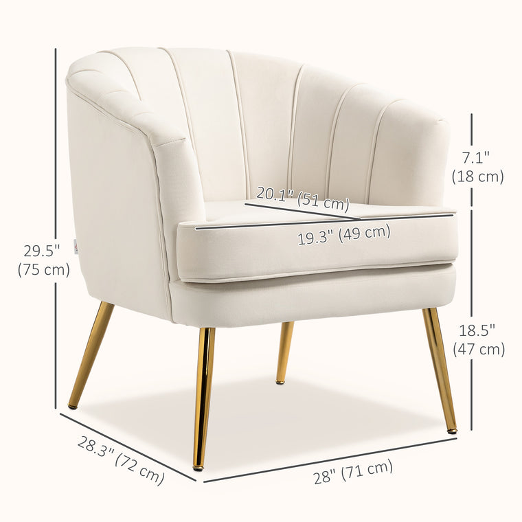 Fabric Accent Chair with Gold Legs