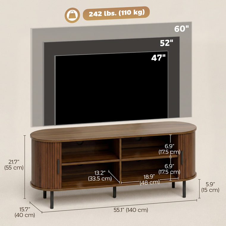 60" TV Stand with Curved Sliding Doors