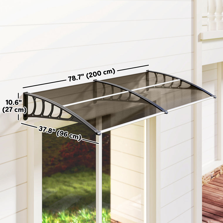 40" x 80" Brown Polycarbonate Door Awning Canopy
