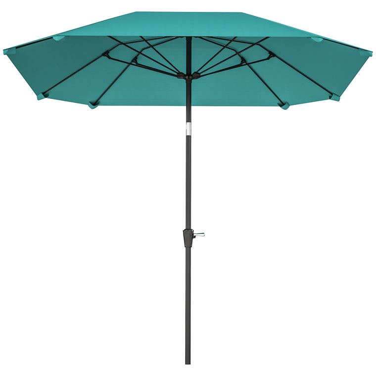 7.6FT Sky Blue Aluminum Market Umbrella with 8 Ribs