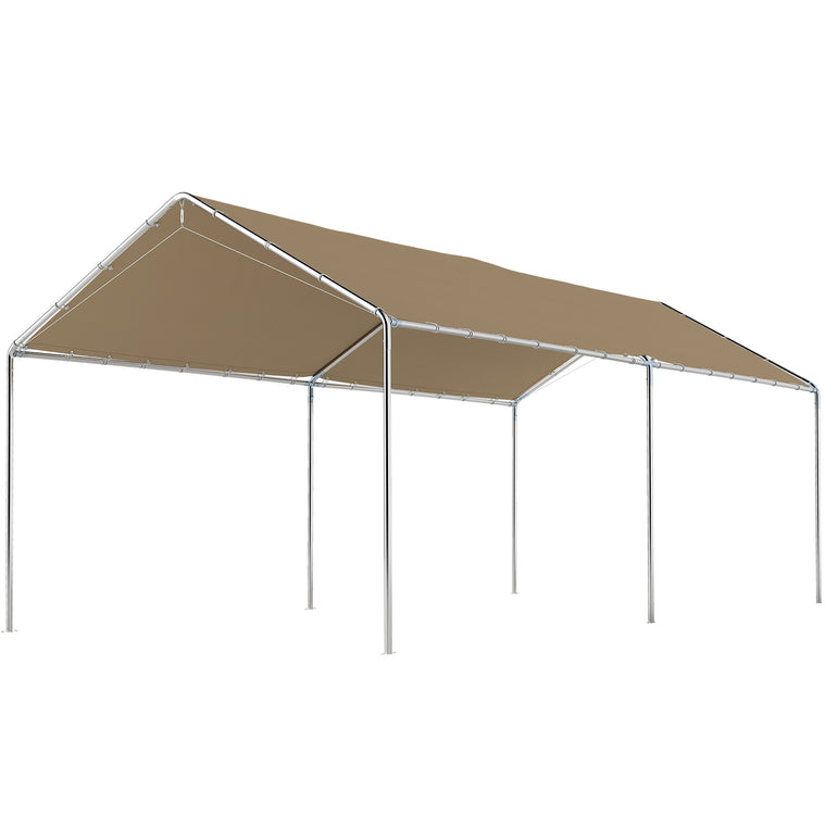10' x 20' Khaki Galvanized Carport with Anchor Kit