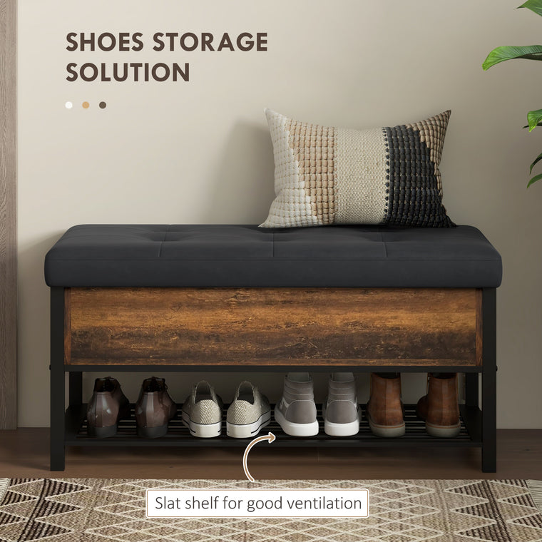 Shoe Storage Bench with Flip Top - Rustic Brown