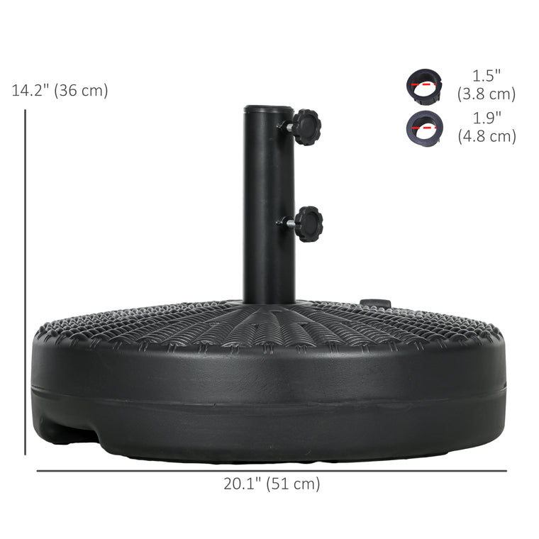Black Heavy-Duty Fillable Umbrella Base with Steel Pole