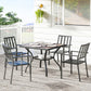 Outdoor Dining Table for 4, Square Patio Table with Umbrella Hole, Shelf, Faux Wood Top for Garden, Backyard, Grey