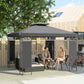 10 x 10 FT Canopy Gazebo, Double Roof Patio Gazebo with Screen Panels and Metal Frame for Deck, Backyard, Dark Grey