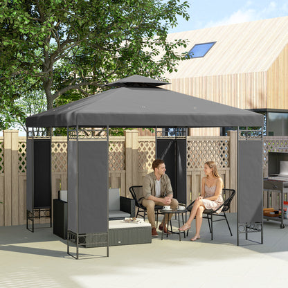 10' x 10' Dark Grey Canopy Gazebo with Screen Panels