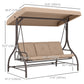 Convertible Patio Swing Bed with Canopy and Cushions, 3 Seater Porch Swing for Outdoor, Backyard, Garden, Black