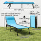 Outdoor Folding Lounge Chair, 4-Level Adjustable Chaise Lounge with Headrest, Tanning Chair Beach Bed, Reclining Lounger Cot for Camping, Hiking, Backyard, Sky Blue