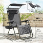 Zero Gravity Chair Set of 2 with Canopy Shade, Outdoor Folding Lounge Chair with Side Tray, Cup Holder, Reclining Lounger with Breathable Mesh Seat and Pillow, Dark Grey