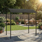 7' x 5' Garden Grill Canopy, BBQ Grill Gazebo Tent with Steel Frame and Hooks, Outdoor Sun Shade, Black
