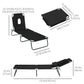 Adjustable Outdoor Lounge Chair, Garden Folding Chaise Lounge with Face Hole Reclining Tanning Chair Seat, Folding Camping Beach Lounging Bed w/ Support Pillow, Black