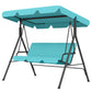 3-Seater Outdoor Porch Swing with Adjustable Canopy, Patio Swing Chair for Garden, Poolside, Backyard, Grey and White
