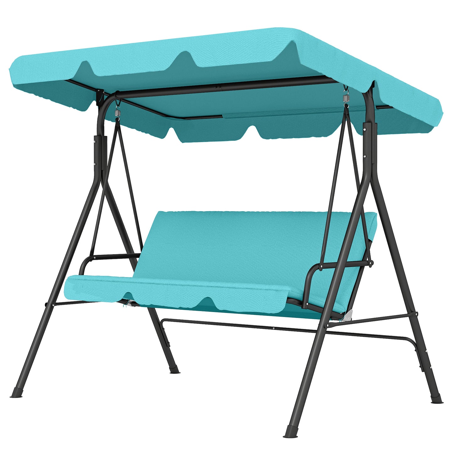 3-Seater Outdoor Porch Swing with Adjustable Canopy, Patio Swing Chair for Garden, Poolside, Backyard, Grey and White