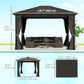 10' x 12' Deluxe Hardtop Gazebo with Metal Roof, Aluminum Frame Patio Gazebo Garden Sun Shelter Outdoor Pavilion with Curtains and Netting, Grey