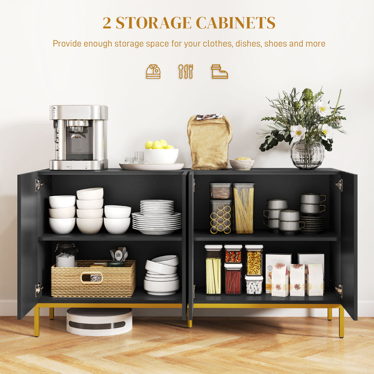 Sideboard Buffet Cabinet with Soft-Close Doors - Black