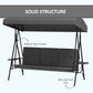 3-Seat Outdoor Porch Swing Patio Swing with Adjustable Canopy, Side Tray, Removable Cushion for Garden, Poolside, Grey