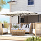 White Double-Sided Umbrella with Adjustable Height & 12 Ribs