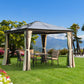 10 x 10 ft Hard Top Gazebo Canopy, Outdoor Patio Shelter with Heavy-Duty Metal Frame, Sun Shade with Curtains and Waterproof Roof for Backyard, Beige Coffee