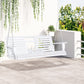 3 Seater Patio Swing Chair Wood Porch Swing with Foldable Table, Cup Holders, Steel Chains for Garden, Yard, Natural