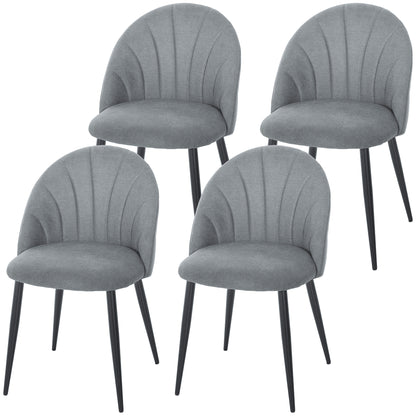 Upholstered Dining Chairs Set of 4 with Metal Legs - Grey