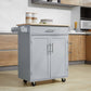 Rolling Kitchen Island Cart with Wood Top, Enough Storage Drawer Space with Towel Bar Rack Shelves, Portable Kitchen Utility Serving Cart Trolley on Wheels (Grey)