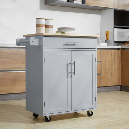 Rolling Kitchen Island Cart with Wood Top