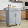 Rolling Kitchen Island Cart with Wood Top, Enough Storage Drawer Space with Towel Bar Rack Shelves, Portable Kitchen Utility Serving Cart Trolley on Wheels (Grey)